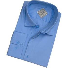 Resim Pamuklu Mavi Uzun Kollu Erkek Gömlek Slim Fit Kalıp -9796 Mavi 