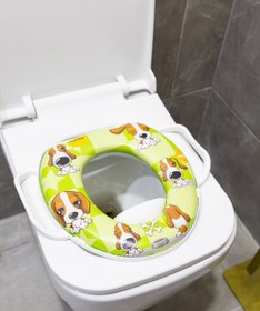 Resim Miningaa Çocuk Bebek Klozet Adaptörü, Lazımlık Kulplu Süngerli Taşınabilir Lüx Köpek desenli Anne Bebek 