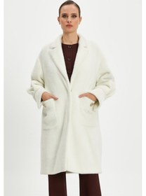 Resim Serpil Exclusive Kadın Oversize Kürk Kaban - Yumuşak Dokulu, Şık Ve Modern Tasarım - Günlük Ve Özel Kullanım İçin İdeal Ekru 