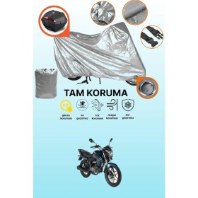 Resim Dokaca Gri Kilit ve Arka Çanta Uyumlu Rks RK100-R Sport Uyumlu Motosiklet Brandası, Koruma Örtüsü 