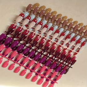 Resim 120 adet Badem Şekilli Sahte Tırnak, Karışık Renk Sistemi, Orta Uzunluk, Saf Renk, Parlak Bitiş - Kadınların Festivalleri, Partileri ve Günlük Giyimleri için İdeal 