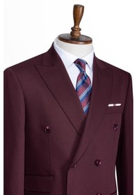 Resim İlayda Emir Luxury, İtalyan Kesim,slim Fit, Kruvaze, Erkek Takım Elbise Bordo 