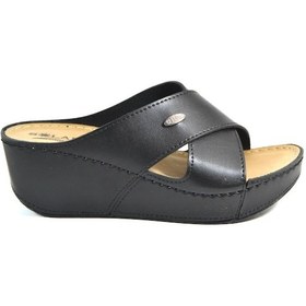 Resim Solariz Z0521 Dolgu Topuk Siyah Ortopedik Anatomik Kadın Terlik Siyah 