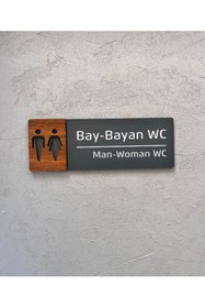 Resim Yönline Ceviz Serisi Bay-Bayan WC Kapı İsimliği 