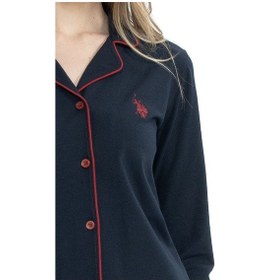 Resim U.S. Polo Assn. U.s Polo Assn. 11000 Kadın Uzun Kollu Önden Düğmeli Gömlek Pijama Takım-lacivert Lacivert 