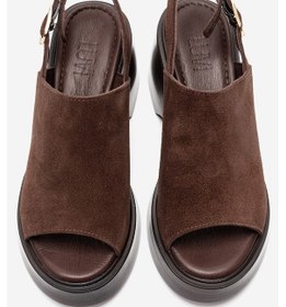 Resim Luvishoes Power Kahverengi Süet Hakiki Deri Kadın Dolgu Topuklu Sandalet Kahverengi 