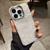 Resim Lüks Glitter Bling Lazer Renkli Hayalimsi Deniz Kabuğu Telefon Kılıfı IPhone 15/ 11/ 12/ 13/ 14 Pro Max/ Plus Pürüzsüz Parlak Şeffaf Tampon Kapak 