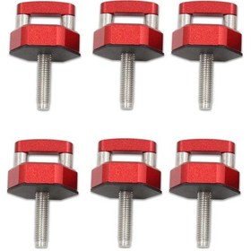 Resim Neevoyu Alüminyum Alaşım Hızlı Çıkarılabilir Parmak Somunu - Kırmızı, 6 Adet + 6 Armatürlü Sabitleyici Seti 