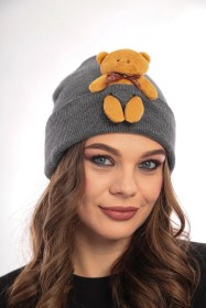 Resim Mamayaga Unisex Ayılı Spor Şık Tasarım Hediyelik Bebe Mavisi Bere gri 