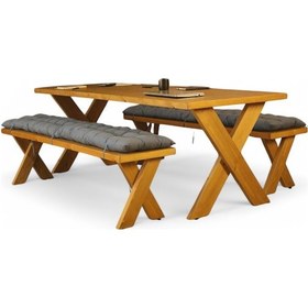 Resim Neiwel Odes Doğal Ahşap Banklı Toplantı Masasıı x 100 x 320 Açık Ceviz 