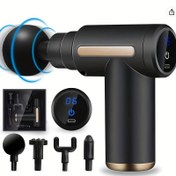 Resim Taşınabilir LED Dokunmatik Ekranlı Fasyo Masaj Tabancası, Şarj Edilebilir 1200Mah Lityum Pil, Dört Değiştirilebilir Masaj Başlığı, USB Şarj, Plastik Gövde, Tüm Vücut Kas Kurtarma İçin LED Dokunmatik Ekranla Donatılmış, Spor Masaj Cihazı Olarak Ev Kullanımı İçin Tasarlanmıştır. 