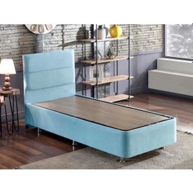 Resim Nironyatak Niron Cozy Tek Kişilik Yatak Seti - Mavi Kumaş Baza, Başlık Ve Ya 