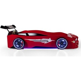 Resim Kırmızı Arabalı Yatak Mst Full Ledli Kumandalı + Ortopedik Yatak 90x190 Cm 