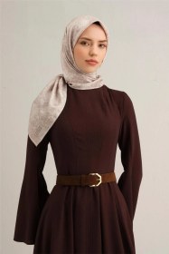 Resim Armine Soyut Desenli Saf İpek Sura Eşarp 9311d 82 BEj 