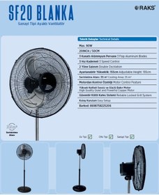 Resim Raks Sf20 Blanka Sanayi Tipi Ayaklı Vantilatör 20'' 90 Watt 