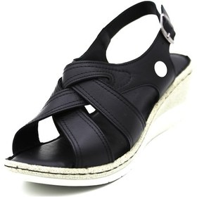 Resim Mammamia 2520lx Kadın Deri Sandalet Siyah - Beyaz 