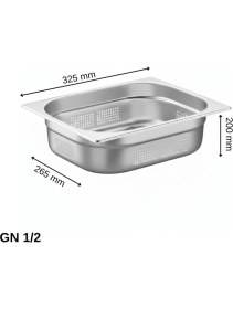 Resim Üret Çelik Üret Delikli gastronom Küvet Gn 1/2 200 MM 12,5 lt 