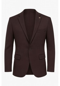Resim Plus Scorpion Kahverengi Erkek Slim Fit Blazer Ceket Şık, Modern, Günlük Ve Ofis Kombinlerine Uygun Tek Düğmeli Erkek Ceketi Kahverengi 