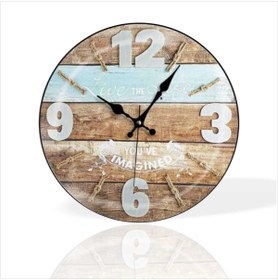 Resim M3DECORİUM Büyük 35 Cm Yuvarlak Kahverengi Parke Desenli Sessiz Saniye Bombe Camlı Ev Ofis Okul Duvar Saati 