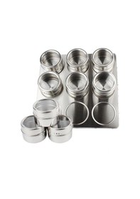 Resim Paslanmaz Çelik Masa Üstü 9Lu Mıknatıslı Baharatlık Takımı Cin220 Gri 