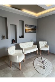 Resim Azra Mobilya Azra Aksesuar Deri Ofis Koltuk Takimi Ahşap Mobilya Takımı Balkon Bahçe Mobilyası - Deri 