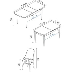 Resim Sar Pakete Almira Serisi, Barok Ahşap Desen 80x132 Açılabilir Mdf Mutfak Masası Takımı 6 Adet Sandalye Siyah 