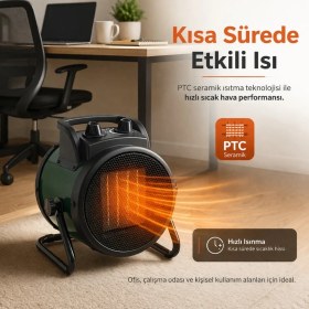 Resim Smayling Elektrikli Fanlı Isıtıcı 3000W Ptc Seramik Isıtıcı 3 Kademeli Taşınabilir Oda Ofis Masa Altı Fanlı Isıtıcı 