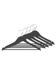 Resim Ahşap Görünümlü Plastik Elbise Askısı A Kalite 5 Adet Al4492 Siyah 