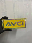 Resim Sarı Renk Üzeri Hologram Renk Avcı Yazılı Vantuzlu Cam Süsü 