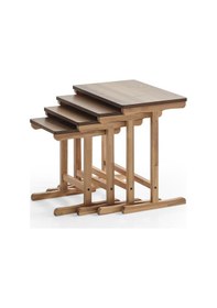 Resim Walnut Dörtlü Zigon Sehpa Ceviz Kayın Sehpa Ahşap 