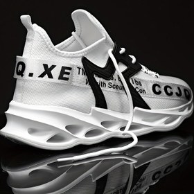 Resim Erkeklerin Trendy Sokak Stili Bıçak Tipi Sneaker'ları, Erkeklerin Açık Hava Aktiviteleri İçin Rahat Kaymaz Şok Emici Ayakkabıları 