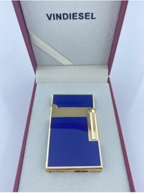 Resim Vindiesel 1.Kalite Çelik Gazlı Dupont Çakmak Özel Kutulu Lacivert Gold Detaylı 