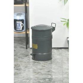 Resim PremiumPort Metal Galvaniz Çöp Kovası, Kapaklı, 16 Lt, Mutfak ve Banyo Için 