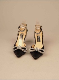Resim Seç 606 Taş Detayli Saten Topuklu Ayakkabi (9,5Cm) Siyah Saten 