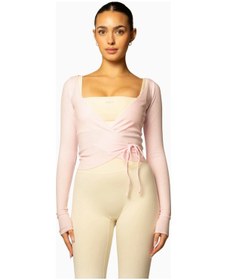 Resim Banana Cici 437 The Studio Wrap Spandex Bale Stili Sürdürülebilir Aktif Giyim Kadın Üstü Açık Pembe 