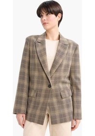 Resim Defacto Regular Fit Kareli Blazer Ceket G0678AX25AU 