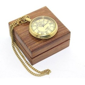 Resim Ahşap Kutulu Pirinç Köstekli Saat 16133 