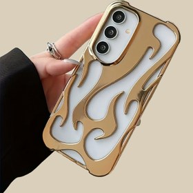 Resim Yaratıcı Boş Alev Mobil Telefon Kılıfı, Samsung Galaxy S24, S23, S22 Ultra Plus A55, A54, A16 A14, A15, A06 5G için Uygun, Erkek ve Kadınlar için Uygun Havalı Gümüş Kaplama Esnek Kılıf 