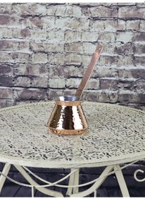 Resim Kalın Dövme Topak Bakır Cezve 3 Fincanlık 