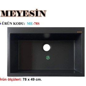 Resim Meyesin ME-78S Granit Tek Gözlü Mutfak Evyesi Siyah 78 x 49 CM 