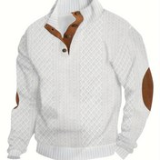 Resim Erkekler için Yarım Fermuarlı Stand Yaka Sweatshirt Kış Sonbahar için Sweatshirt Uzun Kollu Üstler 