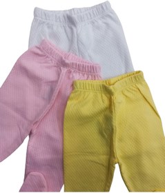 Resim bebedino Bebek Patikli Alt Hava Alır Kumaş Düz Renk (3 Lü Paket Beyaz-sarı-pembe) 