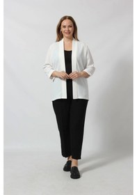 Resim Büyük Beden Blazer Ceket Beyaz 