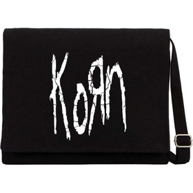 Resim Korn Logo Siyah Kanvas Postacı Çantası - Siyah 