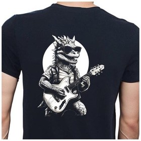 Resim Guitar T-shirt %100 Pamuklu Siyah Penye Basic Erkek Tişört Siyah 