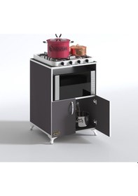 Resim Kenzlife Ocak Dolabı Aysu Gri 85 60 57 Mutfak Modül Mini Fırın Mikrodalga Banyo Ofis 