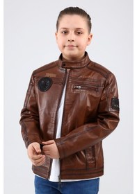 Resim Erkek Hakiki Deri Çocuk Mont (544936535) Kahverengi 