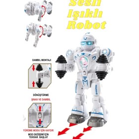 Resim Trendzone Oyuncak Pilli Sesli Müzikli Işıklı Hareket Eden Şınav Çeken Atletik Sporcu Robot 25CM 