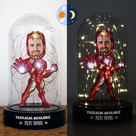 Resim Demir Adam Karikatürlü Işıklı Fanus Biblo 