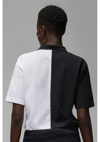 Resim Nike Jordan Flight Loose Fit 1/4 Zip T-shirt Kadın 1/4 Fermuar Gömlek Yakalı Bol Kalıp Kısa Tişört Siyah Beyaz Siyah - Beyaz 